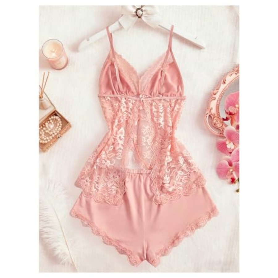 OYOANGLE Women's 2 Pcs Pajama  - Cami Top Lace ulasan dan harga