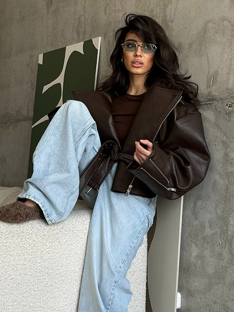 With Belt Leather Jacket Coat  - Corset Waist Cinch ulasan dan harga