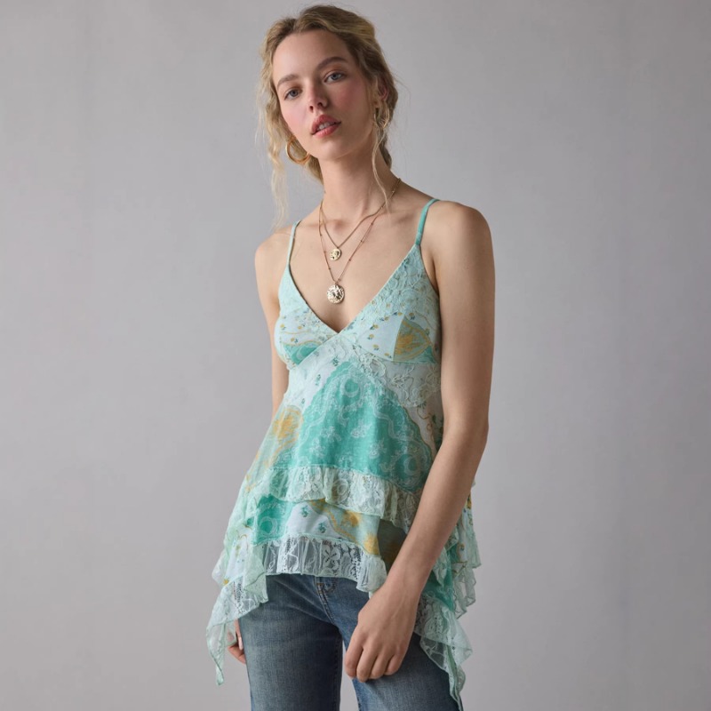 Vintage Floral Chiffon Cami To - Cami Top Lace ulasan dan harga