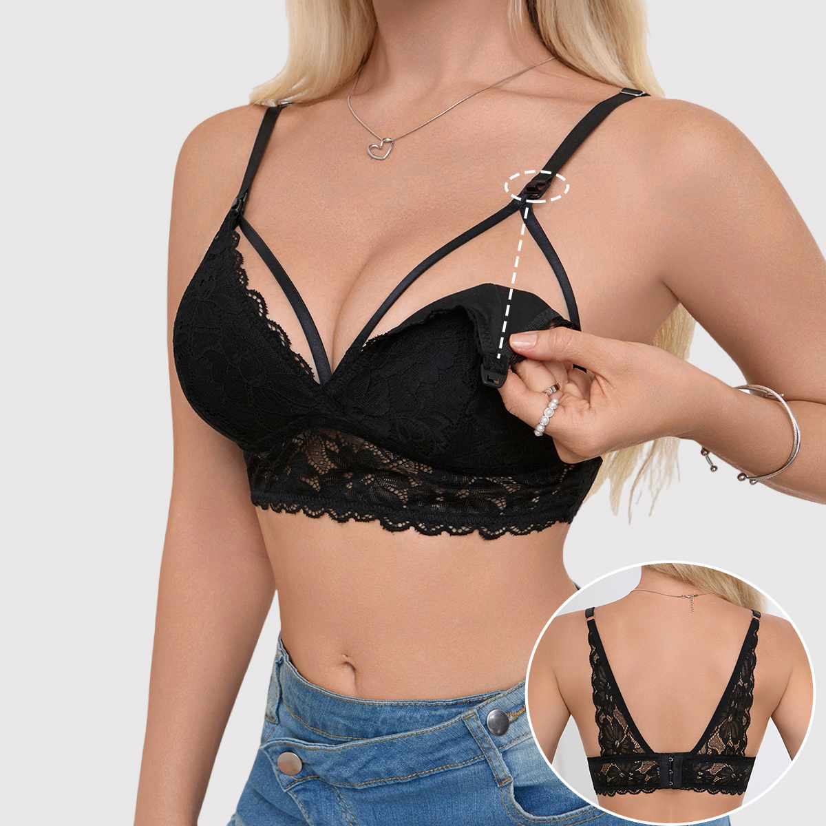 Sexy Hollow Out Lace Nursing B - Nursing Bra Sleep ulasan dan harga