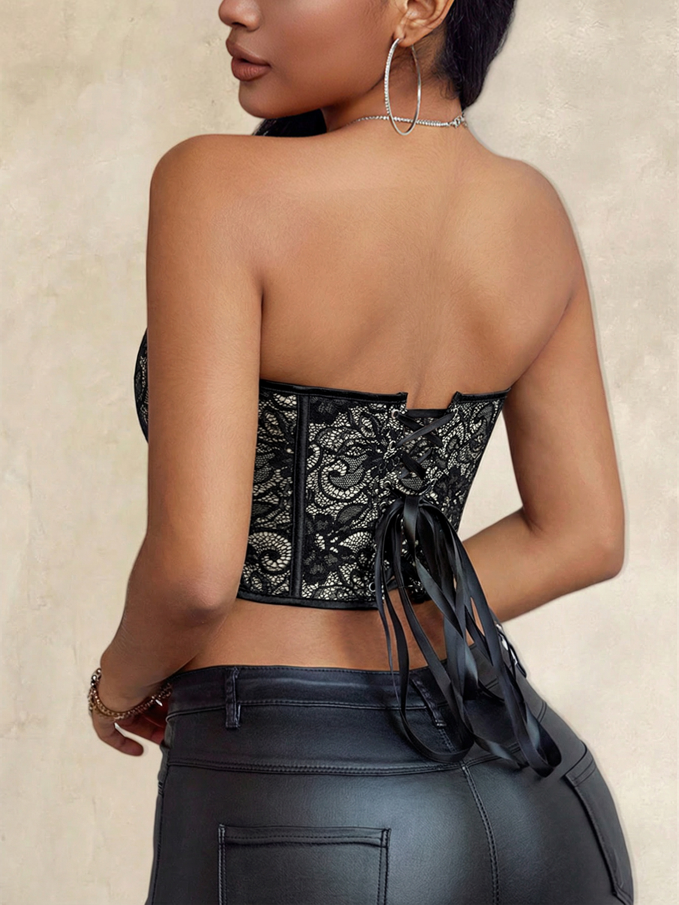 Sexy black lace heart-shaped s - Strapless Bra Backless ulasan dan harga