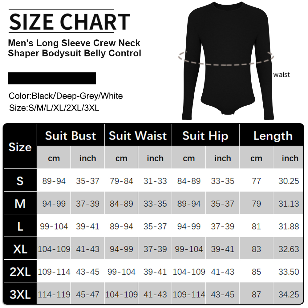 Mens Long Sleeve Bodysuit Full - Shapewear Bodysuit Firm ulasan dan harga