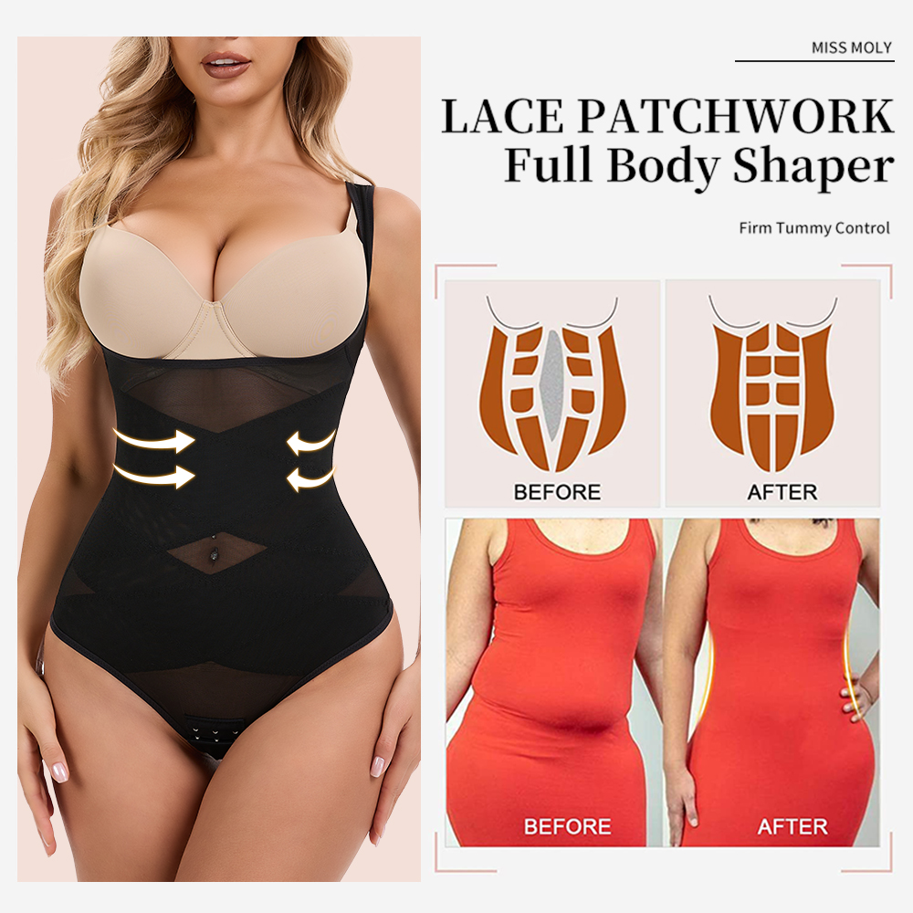 Mesh Thongs Bodysuit Shapewear - Shapewear Bodysuit Firm ulasan dan harga